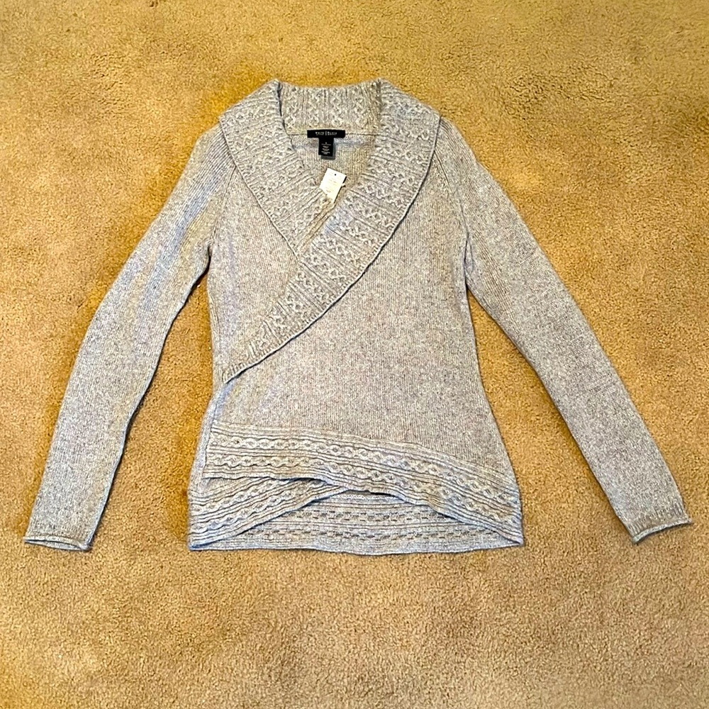 NWT White House | Black Market Silver Sparkle Wool Blend Sweater